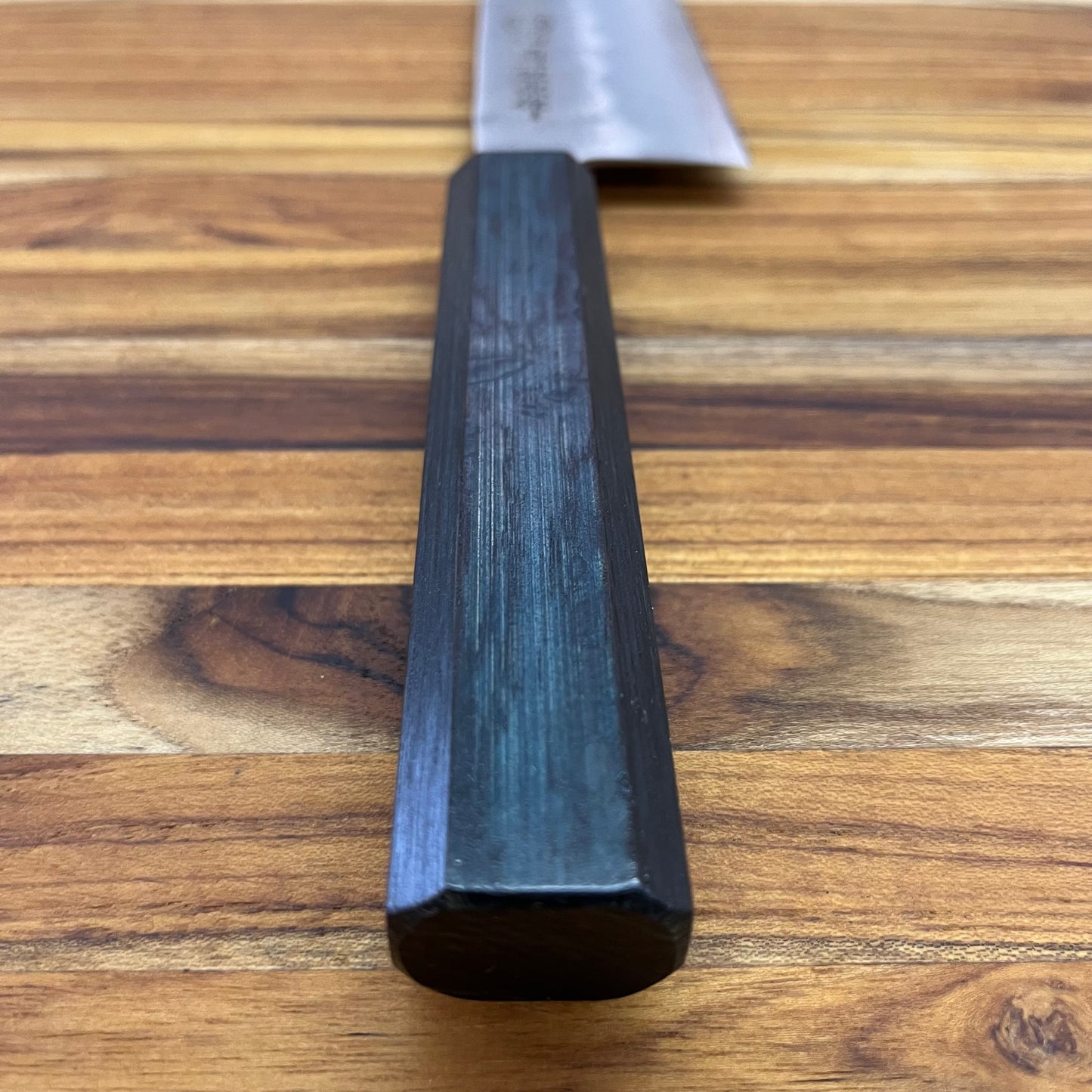 Kikuichi *LIMITED EDITION* Ginsan Nashiji 165mm (6.5") Santoku w/ Blue Lacquer Oak Handle