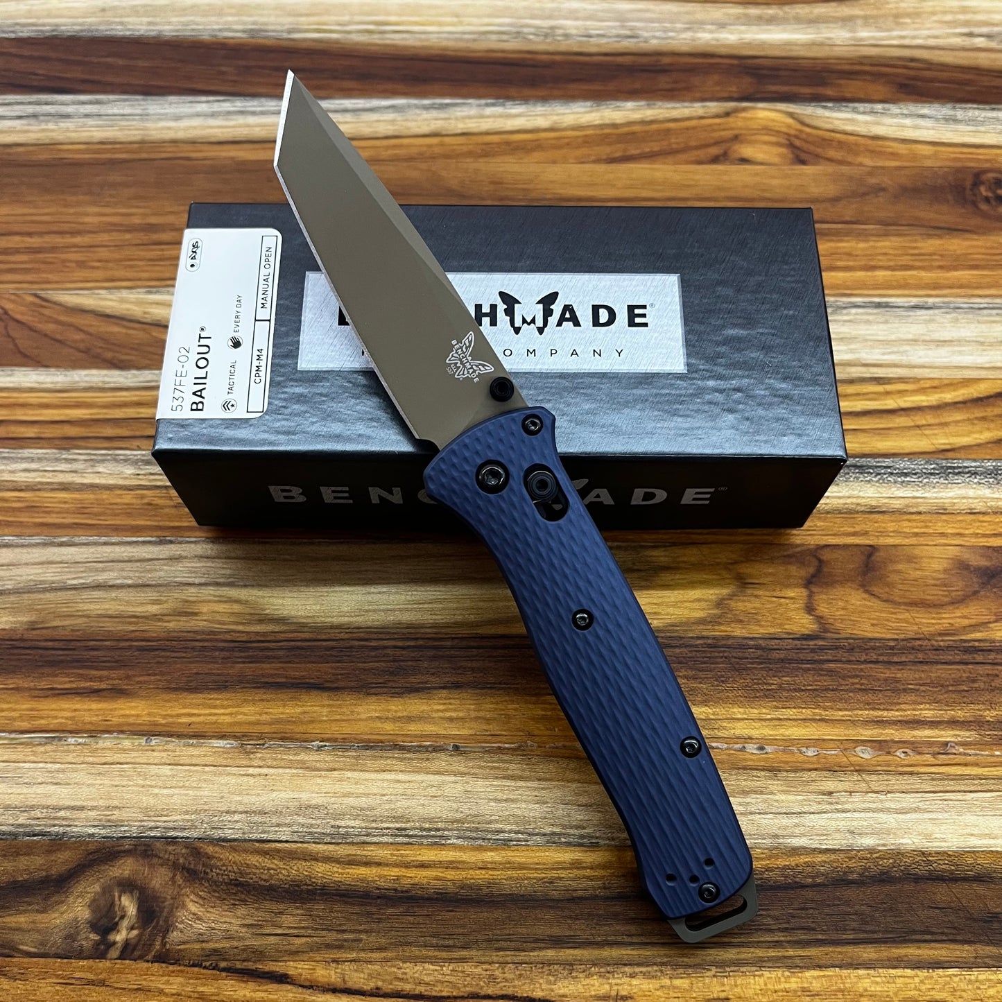 Benchmade Bailout 3.5" Folding Knife w/ Crater Blue Aluminum Handle