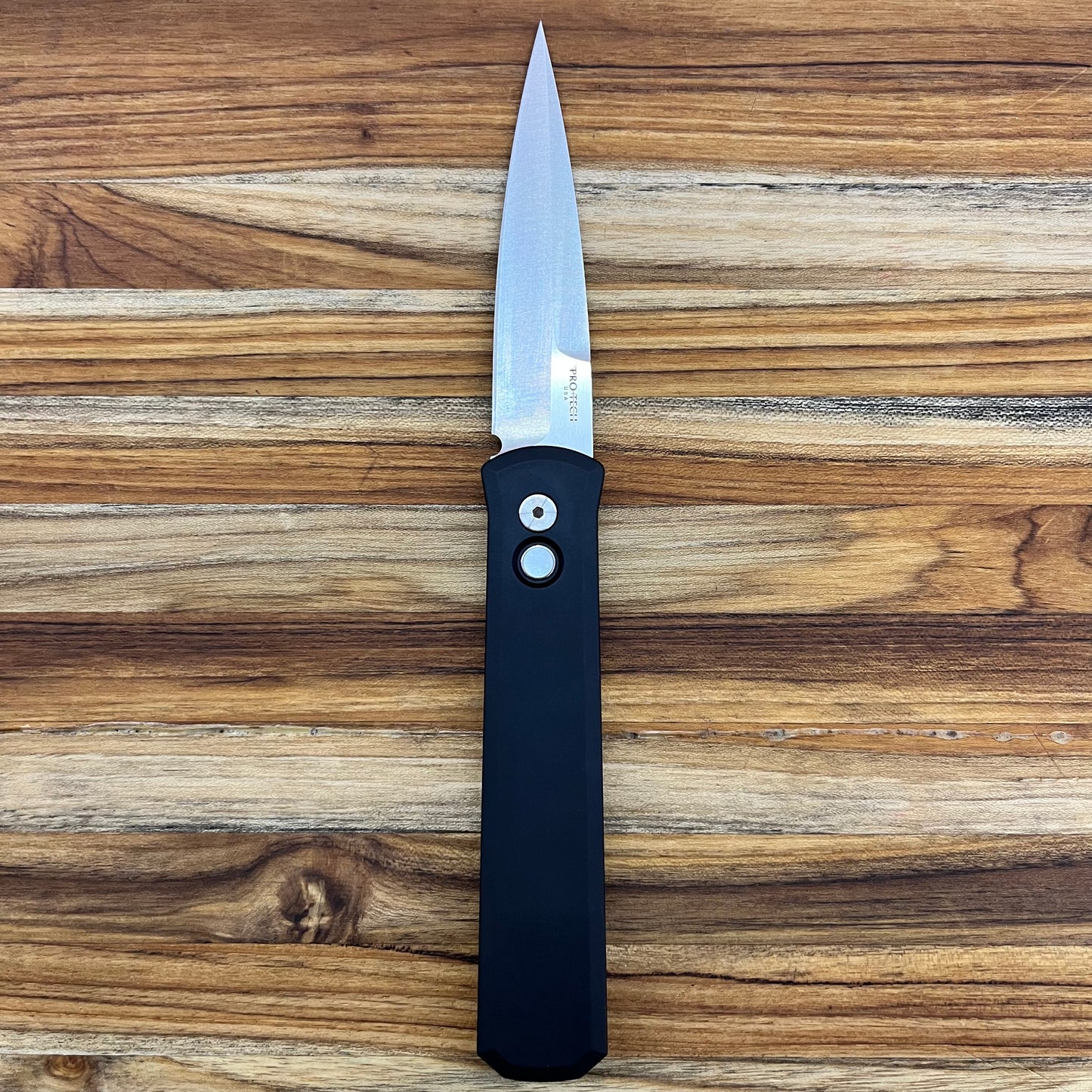 Pro-Tech Godfather 4" Auto w/ Black Aluminum Handle & Pearl Button