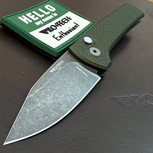 Pro-Tech Blade Show Chavez Scapegoat Compact 3" Auto w/ MagnaMax & Green Carbide Textured Aluminum Handle