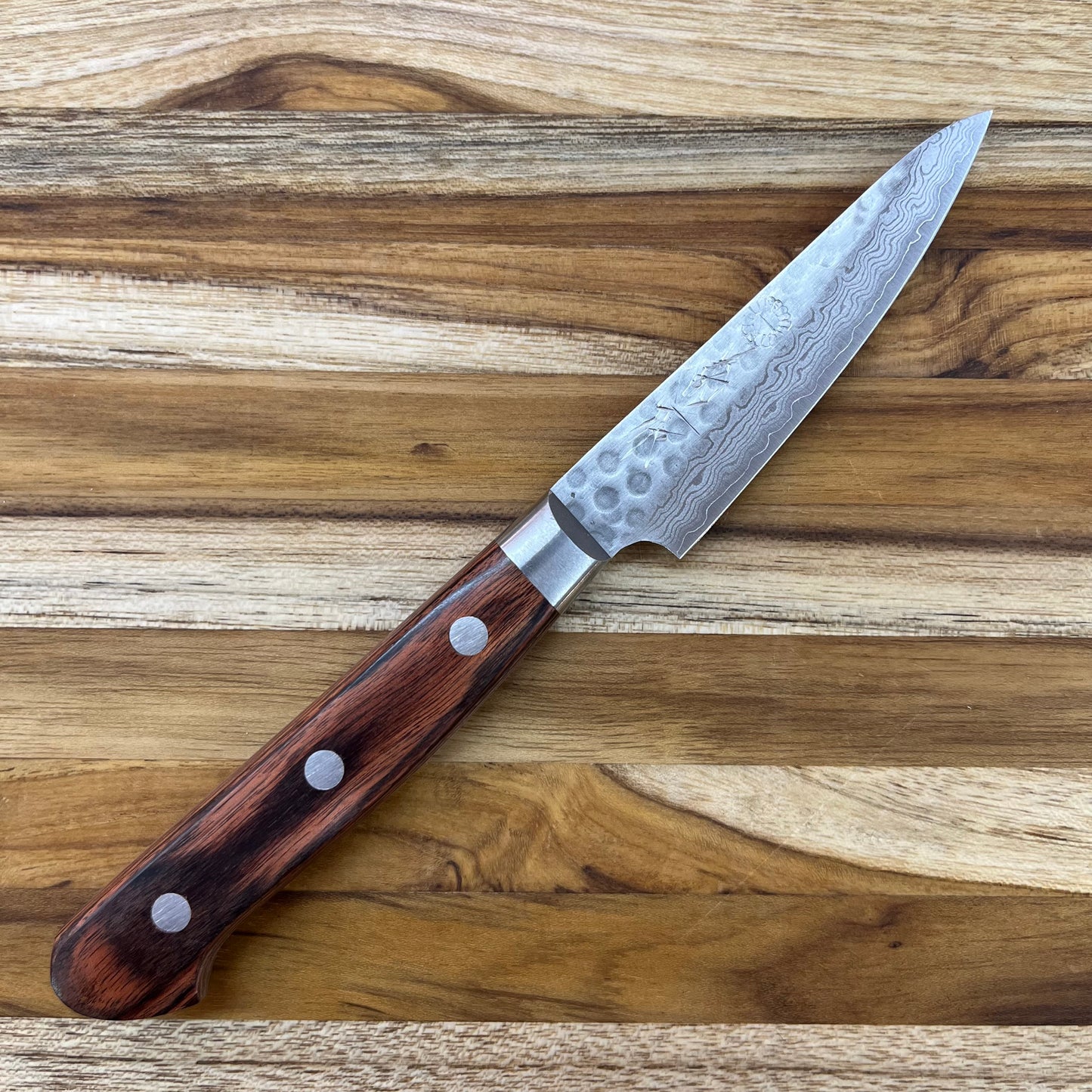 Kikuichi Warikomi Damascus Tsuchime 80mm (3.25") Paring Knife