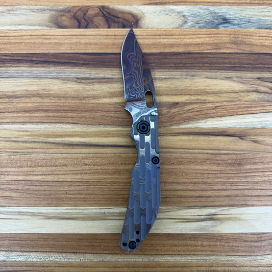 Dwyer Custom Goods BBNM 3" Folding Knife w/ Milled Thermal Antique Bronze Titanium Handle