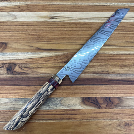 Baldwin Blades Blade Show 220mm (8.75") Sujihiki w/ Black & White Ebony Handle