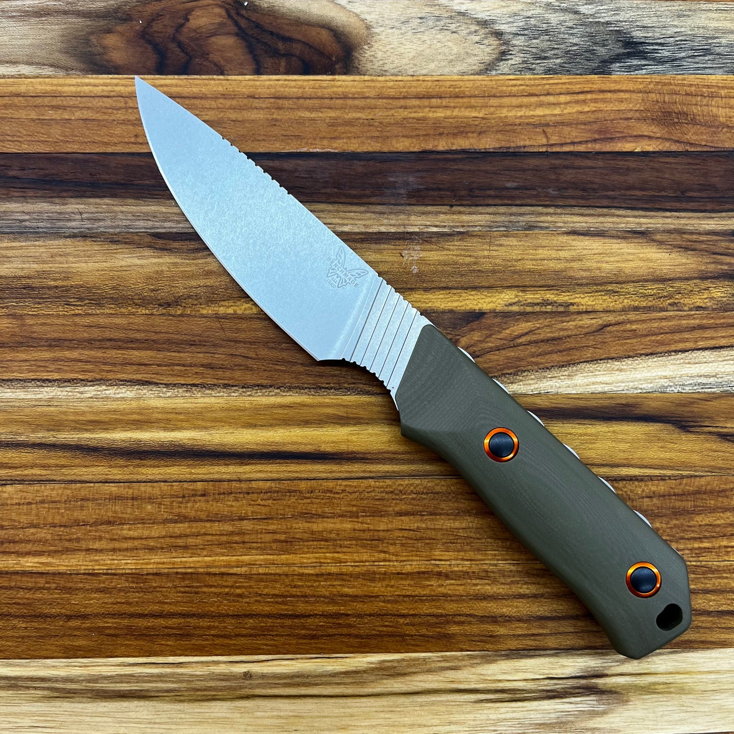 Benchmade Raghorn 4" Fixed Blade w/ OD Green G10 Handle & Orange Bolarton Sheath