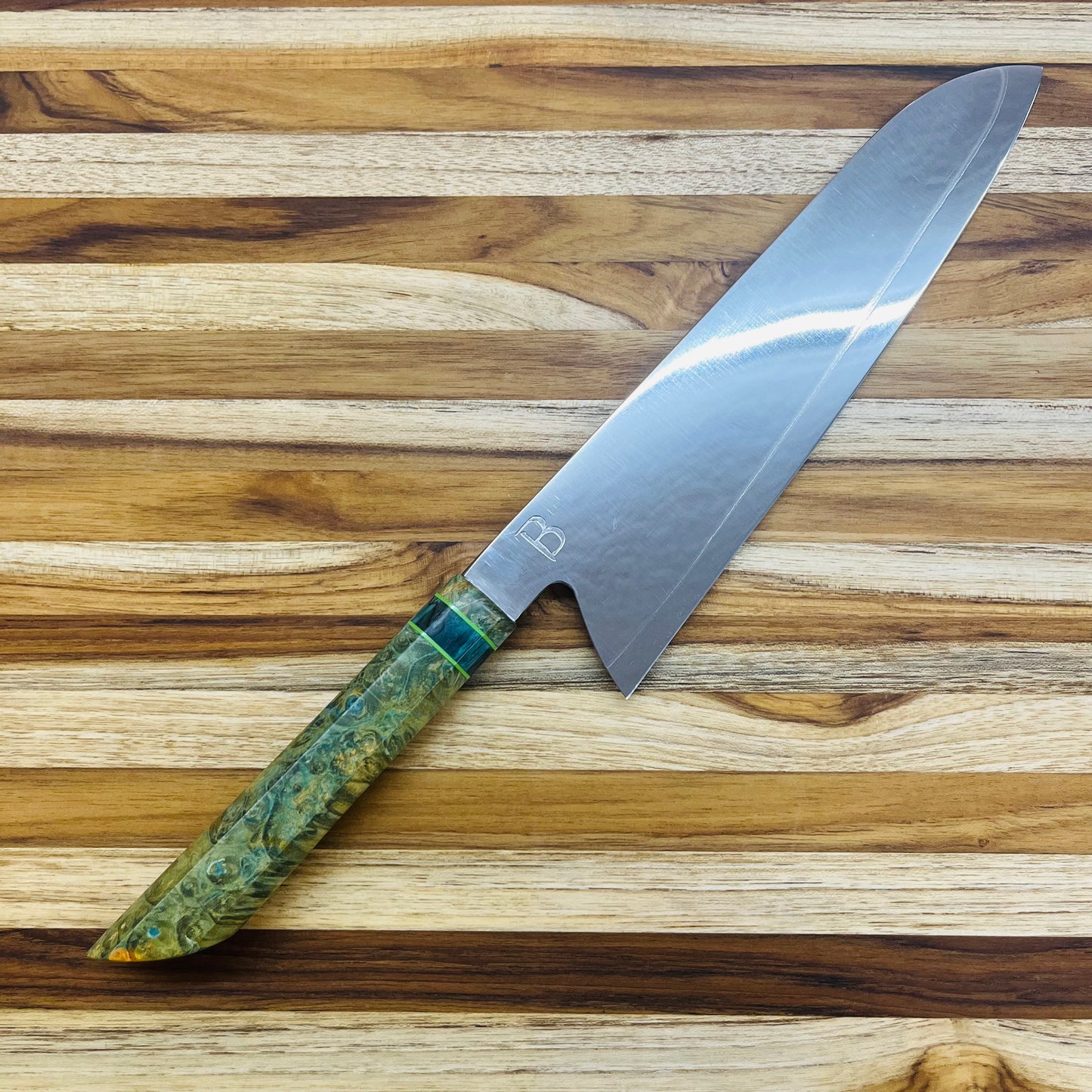 Baldwin Blades 225mm (9") Gyuto w/ Green Black Ash Handle