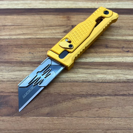 Reate Exo-U Gravity 2.5" Utility Knife w/ Gold Diamond Handle