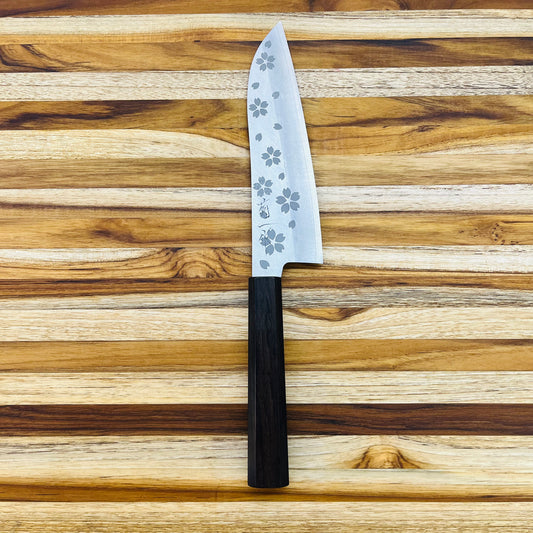 Kikuichi *LIMITED EDITION* Sakura 170mm (6.5") Santoku w/ Ebony Handle