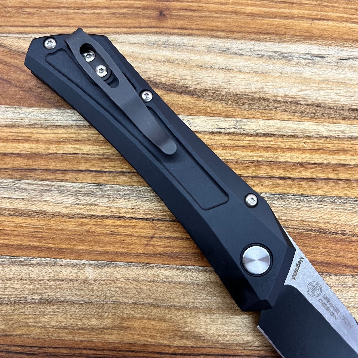 Pro-Tech *Limited Edition* Oligarch 3.25" 2-Tone DLC/Satin Auto w/ Black Aluminum & Mother of Pearl Button