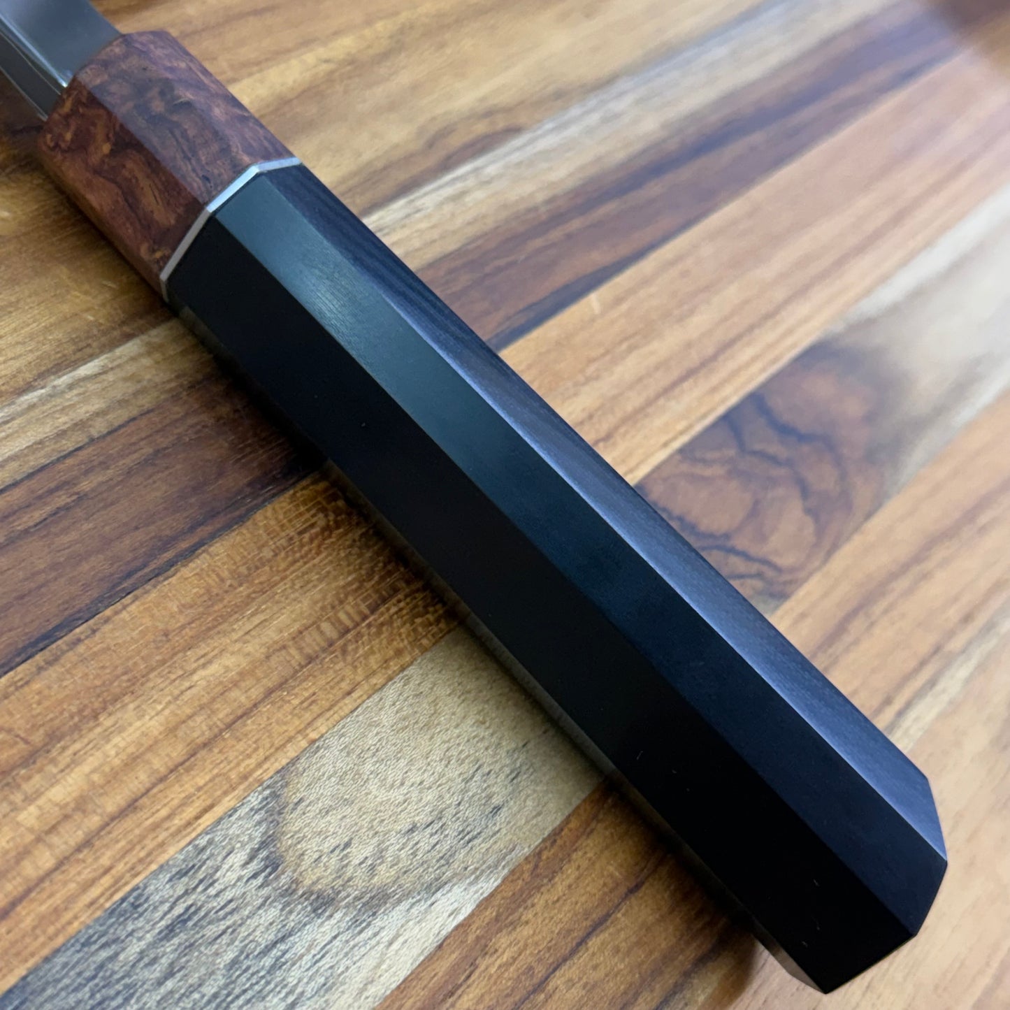 Enceladus Custom 180mm (7") K-Tip Gyuto w/ G10 & Honduran Rosewood Burl Handle