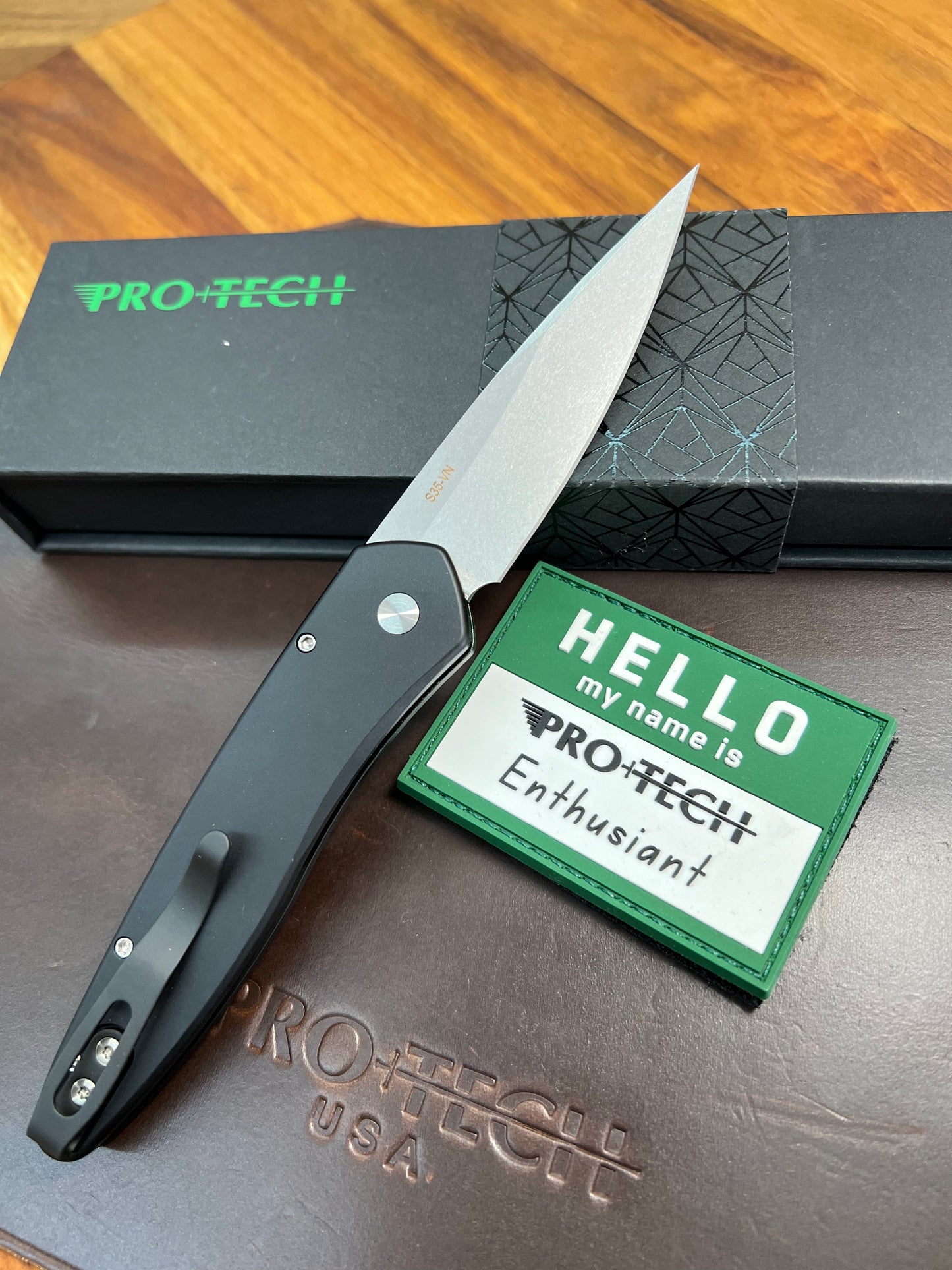 Pro-tech 3405 Newport Black Aluminum S35vn Stonewash Auto