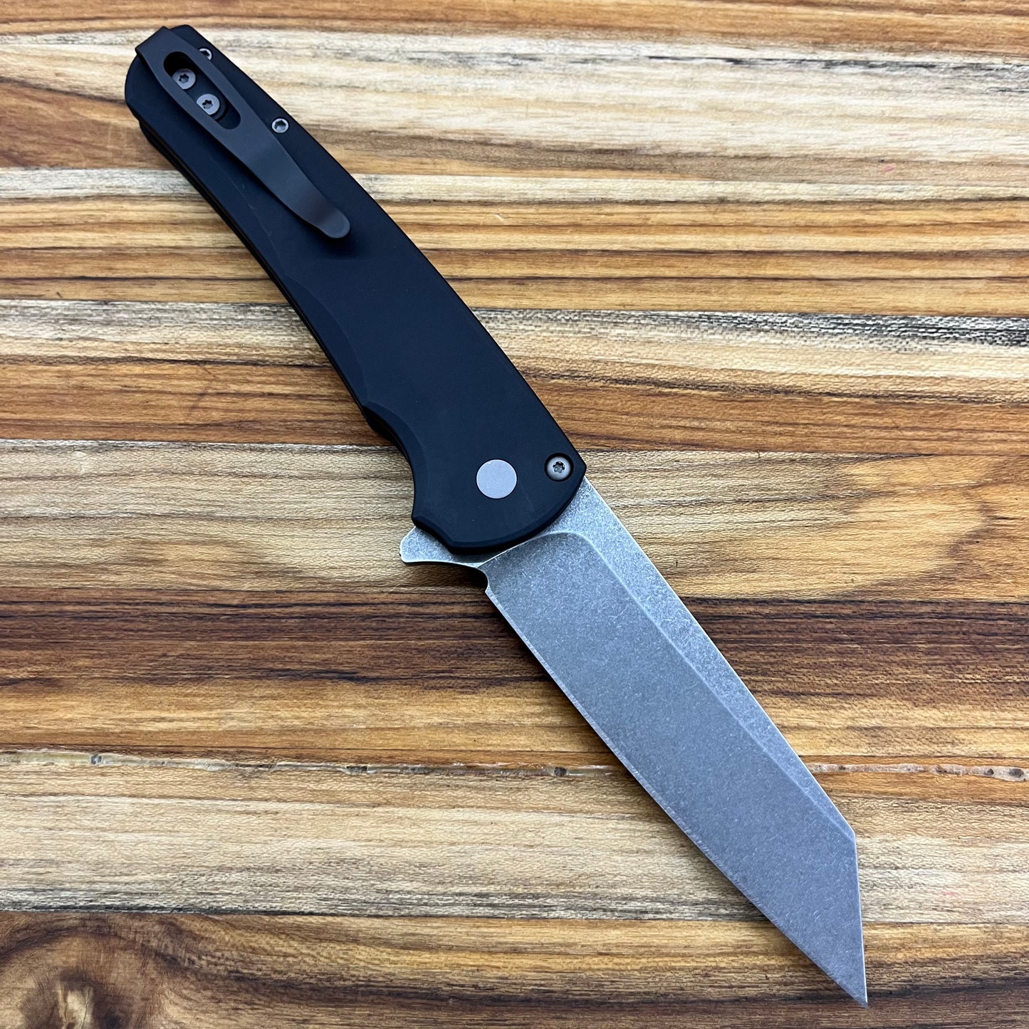 Pro-Tech Malibu 3.25" Flipping Knife w/ Acid Wash Blade & Black Aluminum Handle