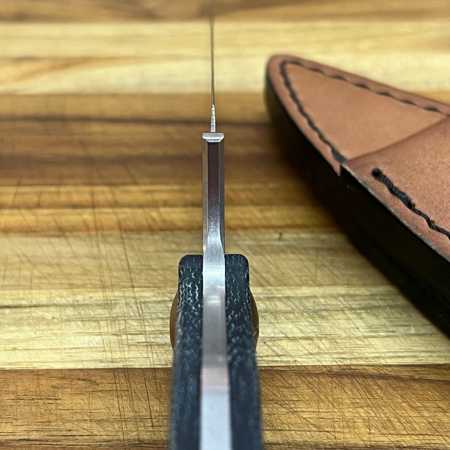 Benchmade Dacian 3.25" Fixed Blade w/ Blue Denim Micarta Handle & Brown Leather/Black Boltaron Sheath