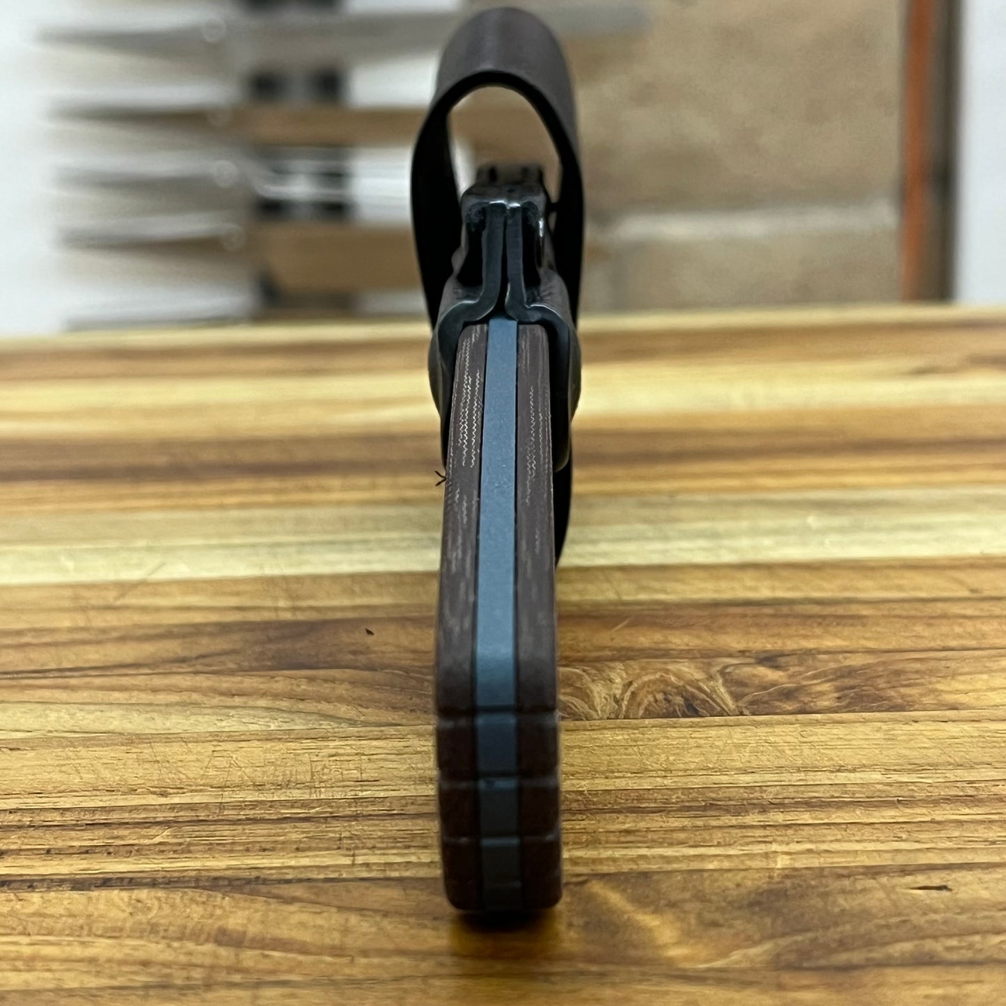 Benchmade Dacian 3.25" Fixed Blade w/ Brown Canvas Micarta Handle & Black Leather/Boltaron Sheath