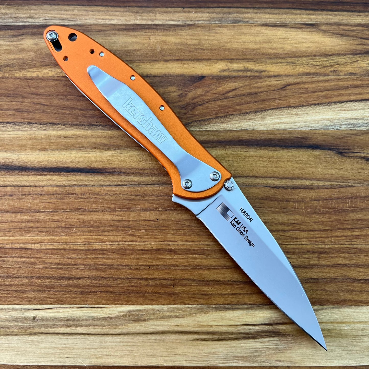 Kershaw Leek 3" Flipping Knife w/ Orange Aluminum Handle