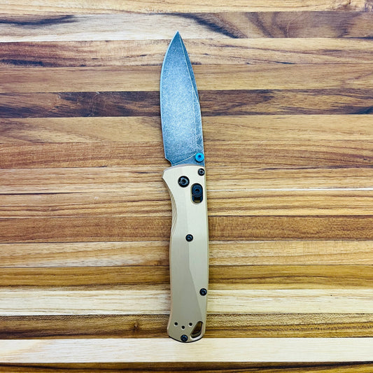 Benchmade Bugout 3.25" Folding Knife w/ Burnt Brass Aluminum Handle