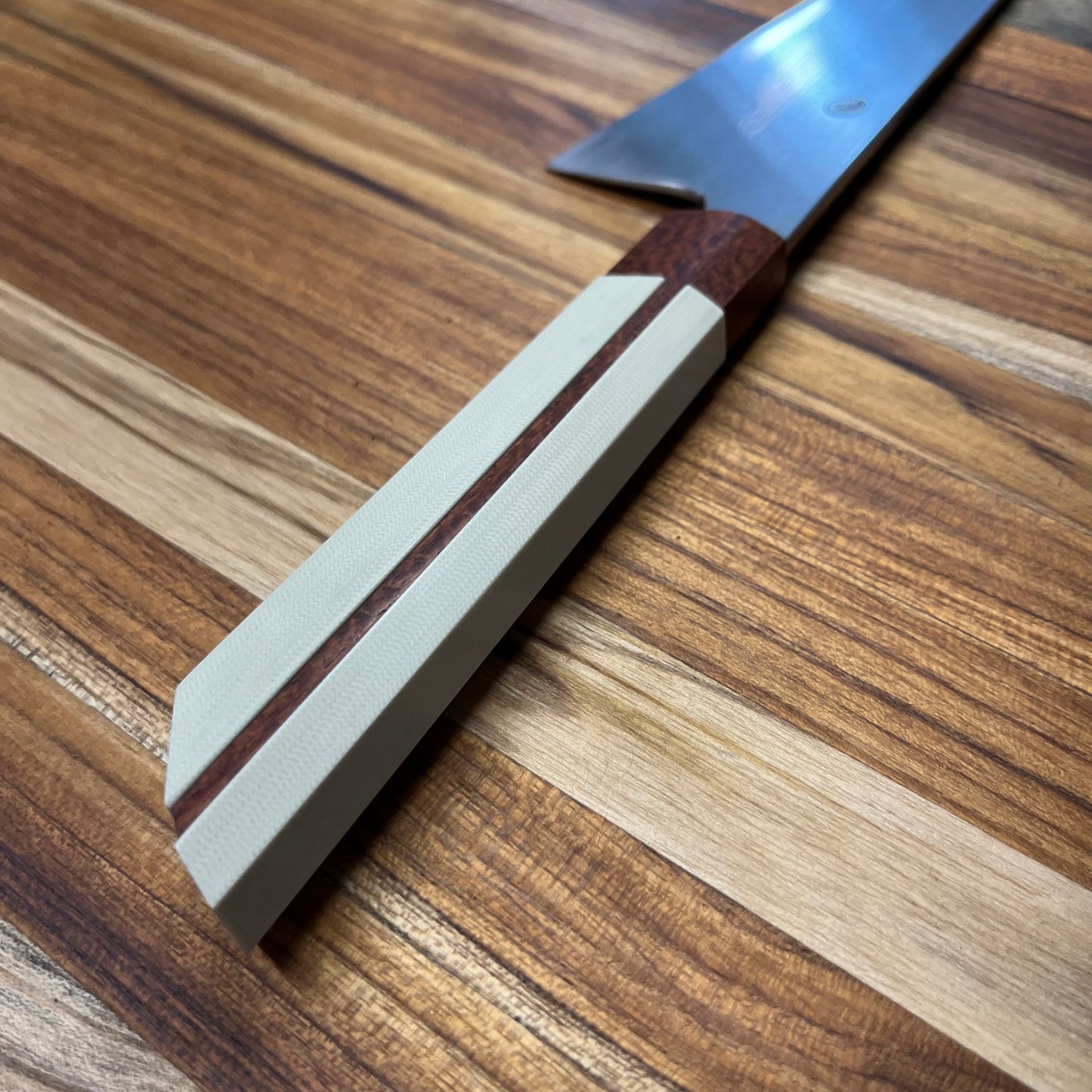 Enceladus 180mm (7") K-Tip Petty w/ Curly Narra & Ivory G10 Handle
