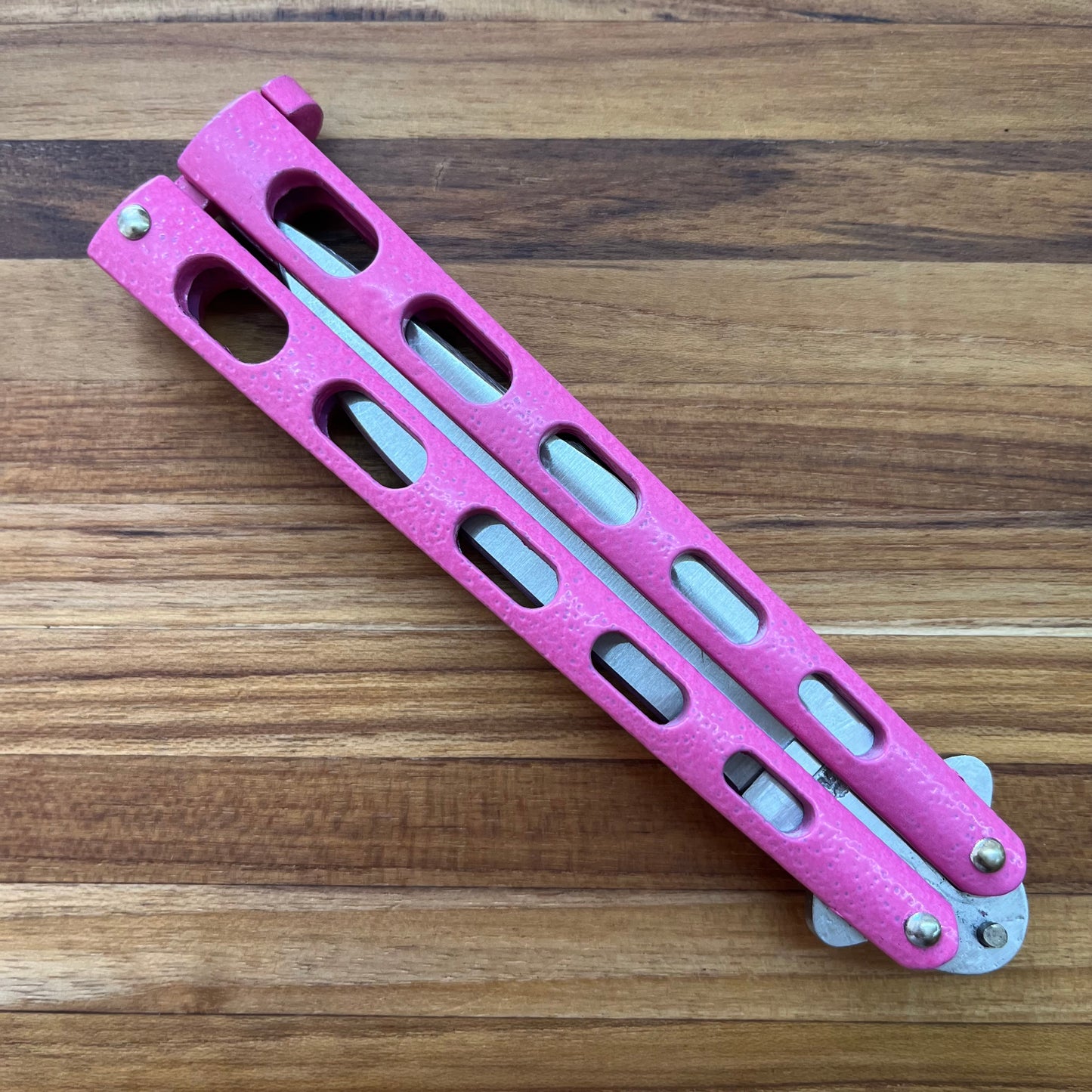 Bear & Son 3.5" Butterfly Knife w/ Pink Zinc Handle