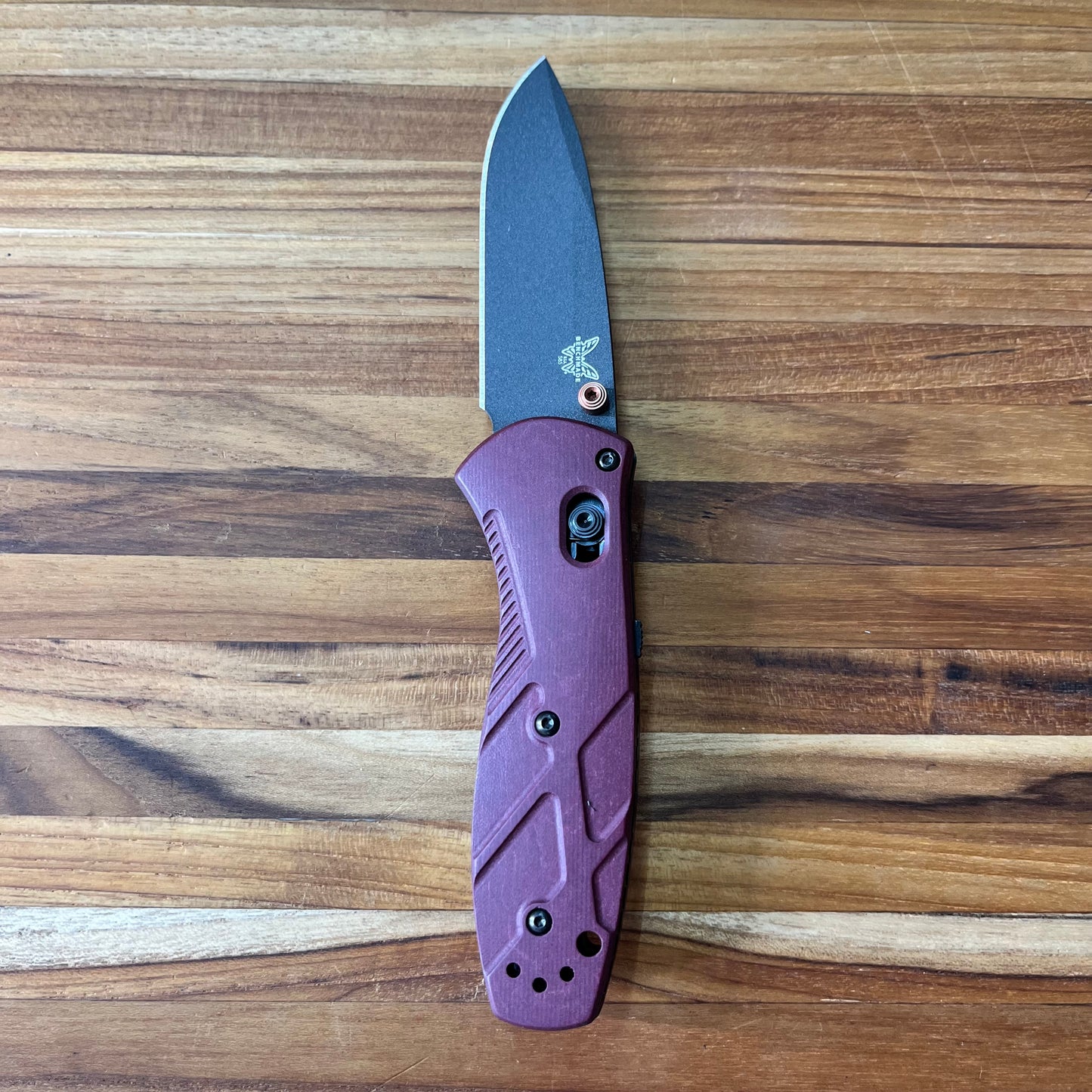 Benchmade Mini Barrage 3” Folding Knife w/ Redstone Richlite Handle