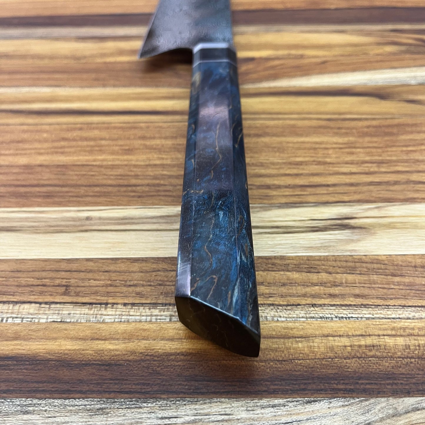 Alfredo Faccipieri 205mm (8") Gyuto w/ Carbon Damascus & Blue Birchwood Burl Handle
