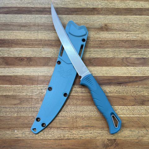 Benchmade Fishcrafter 7" Fillet Knife w/ Sheath & Depth Blue Santoprene
