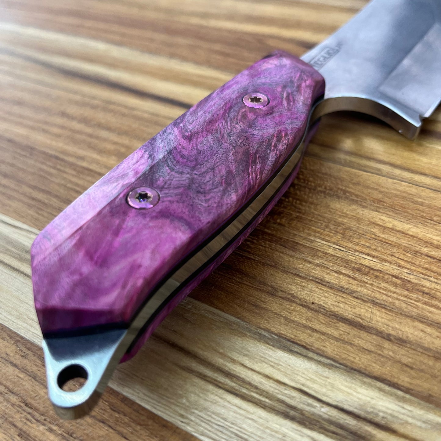 Meglio Blade Show Semi-Custom H-Series 4" Outdoor Kitchen Knife w/ Magenta Box Elder Handle