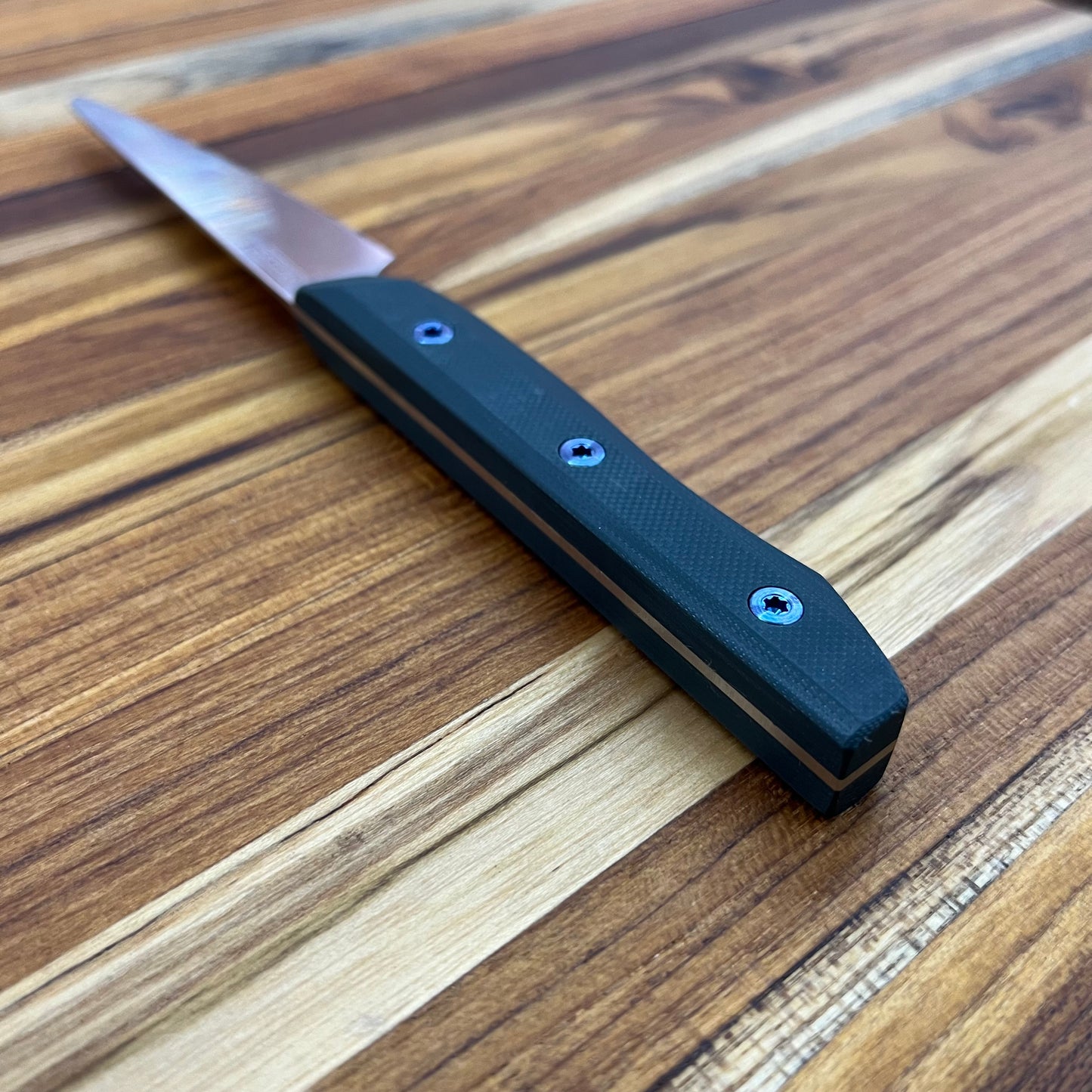 Meglio Production 3.75" Satin Paring Knife w/ Deep Teal G10 Handle