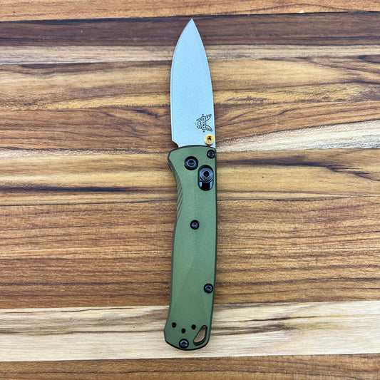 Benchmade Mini Bugout 3” Folding Knife w/ Woodland Green Handle