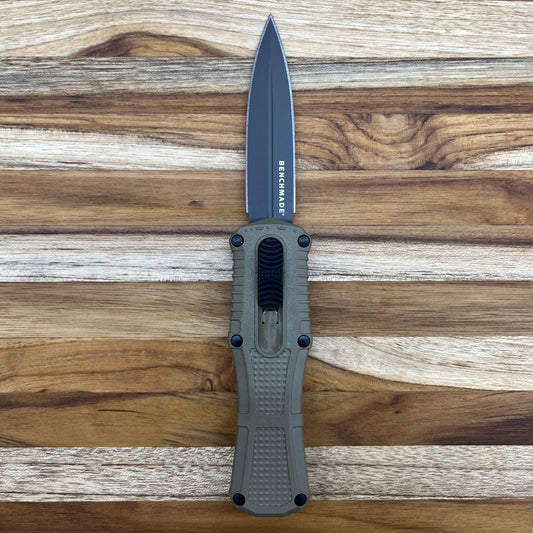 Benchmade Mini Claymore 3" Black D/E OTF Auto w/ Ranger Green Grivory Handle