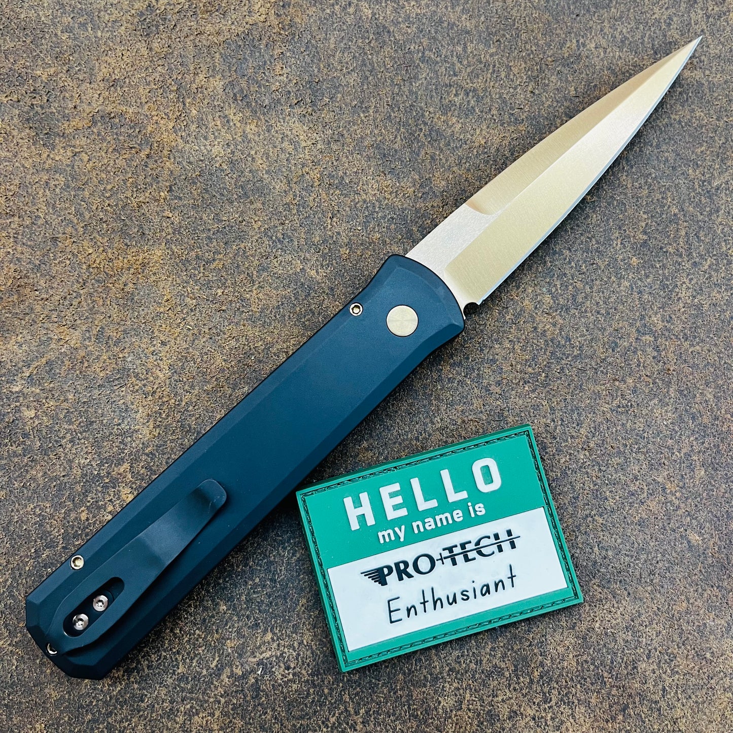 Pro-Tech Godfather 4" Auto w/ Rose Gold Blade & Black Aluminum Handle