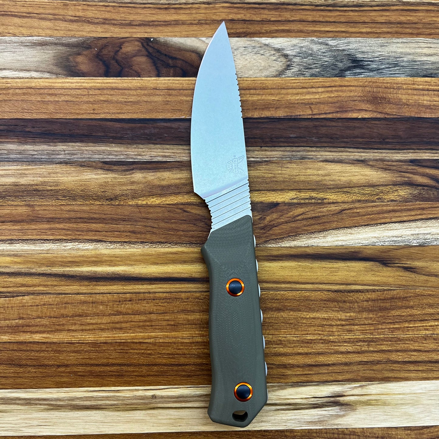 Benchmade Raghorn 4" Fixed Blade w/ OD Green G10 Handle & Orange Bolarton Sheath