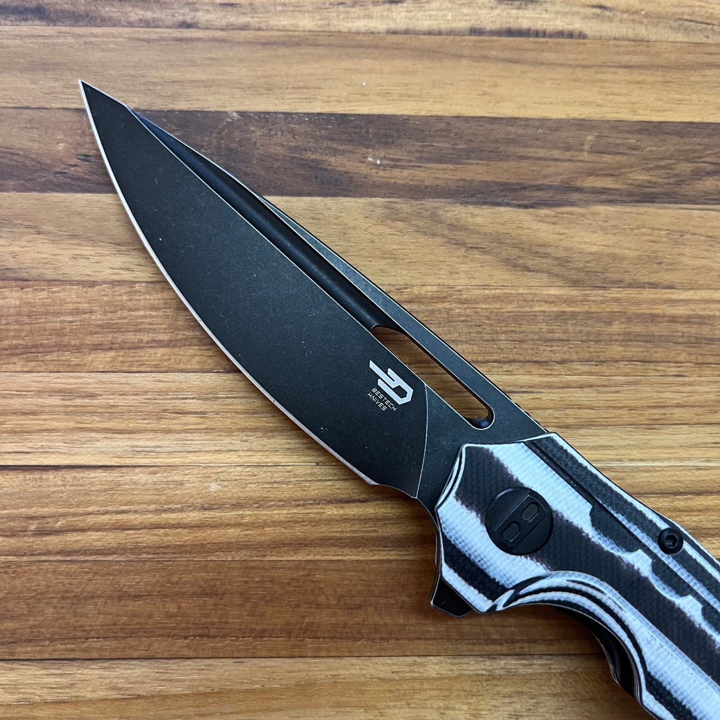 Bestech Knives Ornetta 3.54" Flipper Knife w/ Black & White Handle