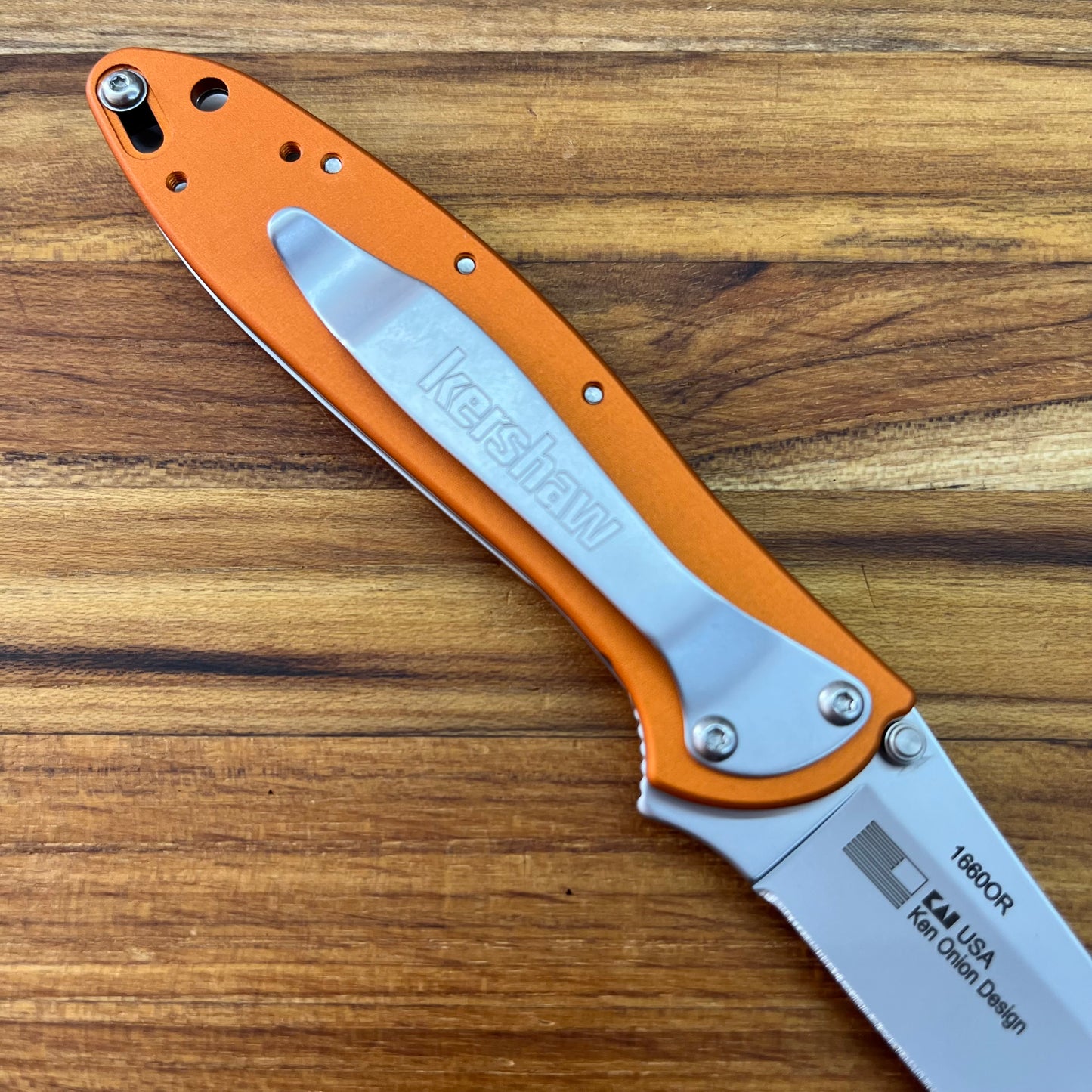 Kershaw Leek 3" Flipping Knife w/ Orange Aluminum Handle