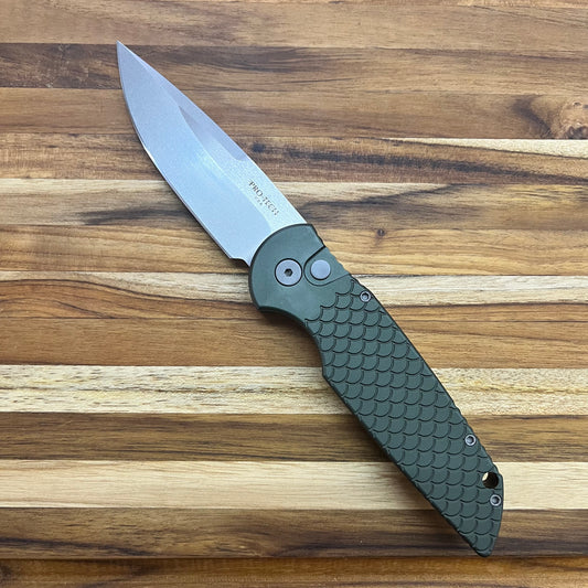 Pro-Tech TR-3 3.5" Auto w/ Green Fishscale Handle