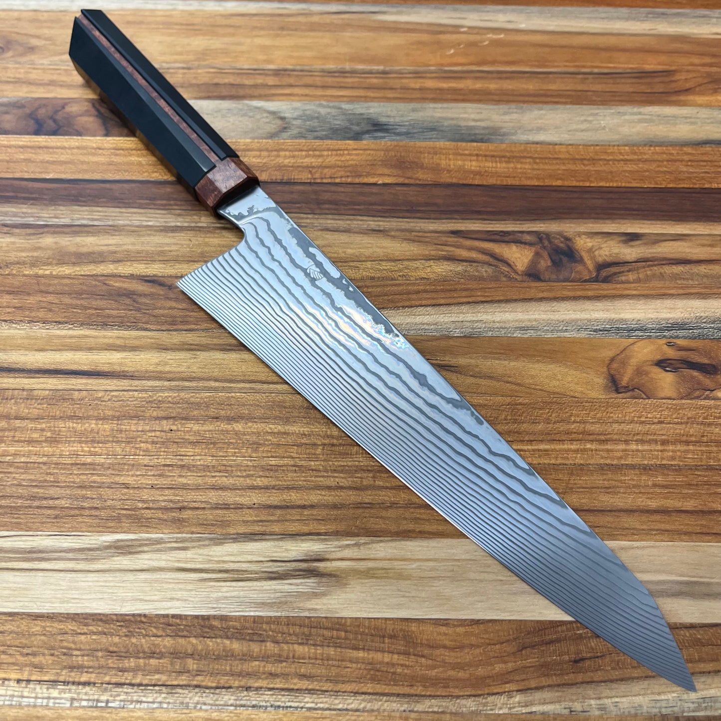 Enceladus 210mm (8.25") K-Tip Gyuto w/ Curly Narra & Paper Micarta Handle