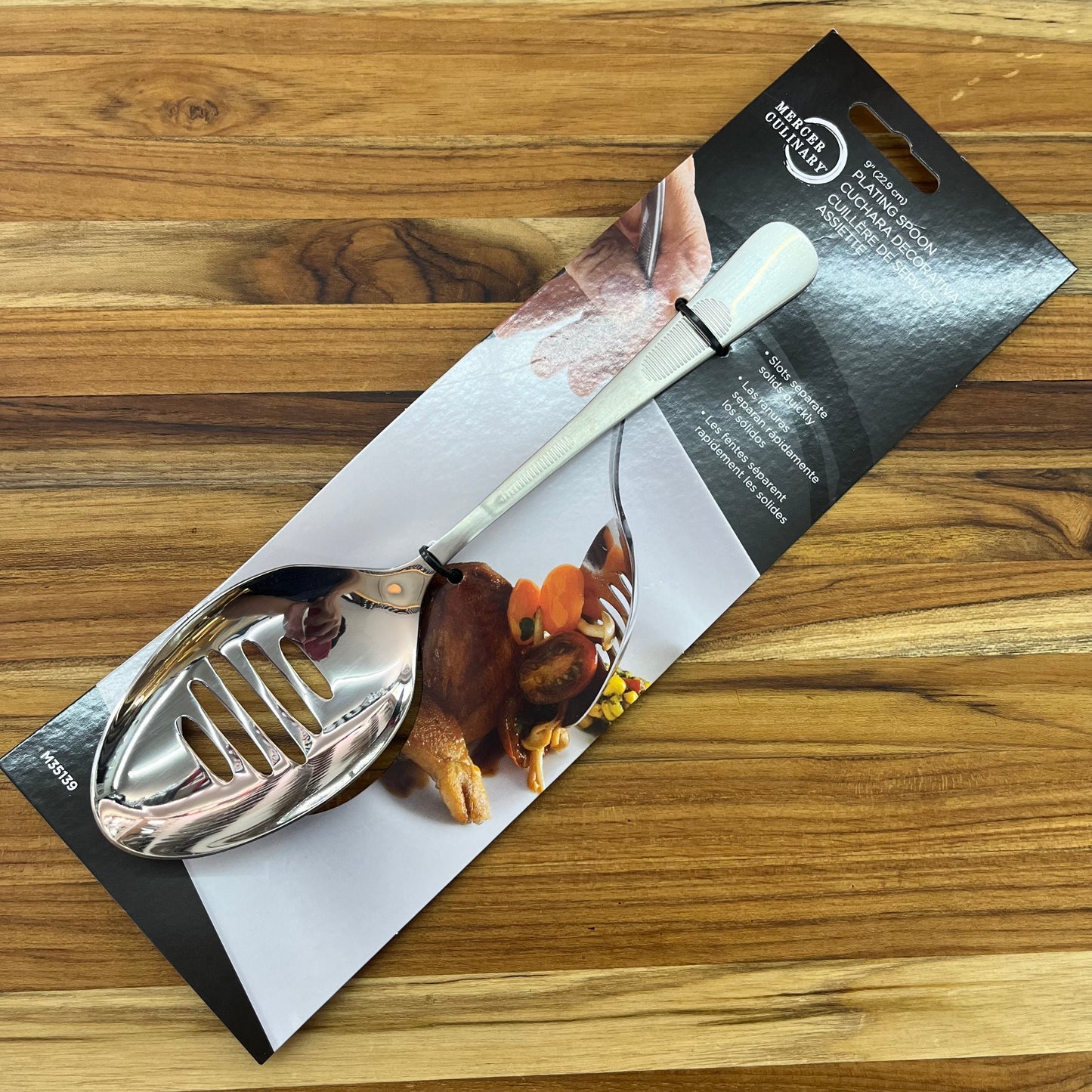 Mercer Tool 9" Satin Slotted Bowl Plating Spoon