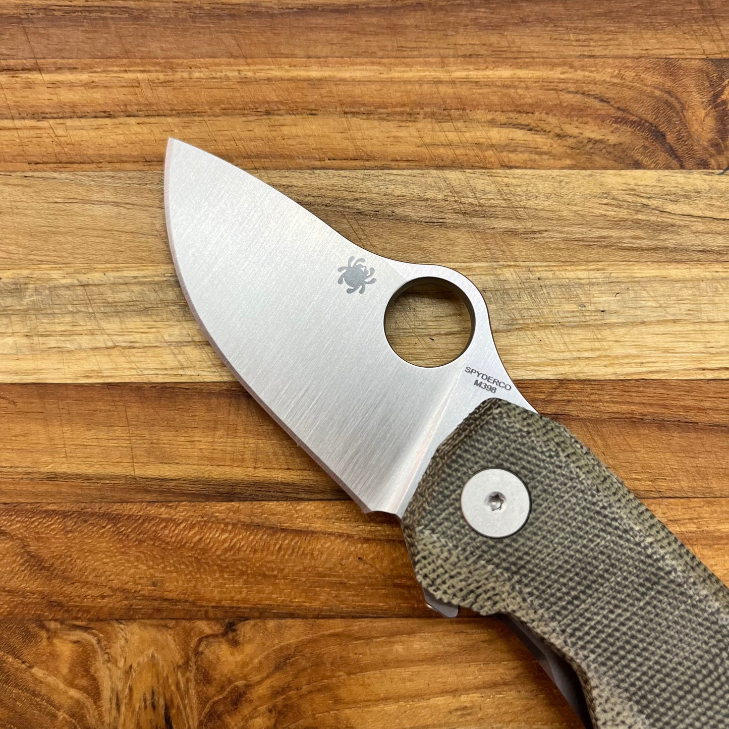 Spyderco SpyNano 3" Flipper w/ Green Canvas Micarta Handle