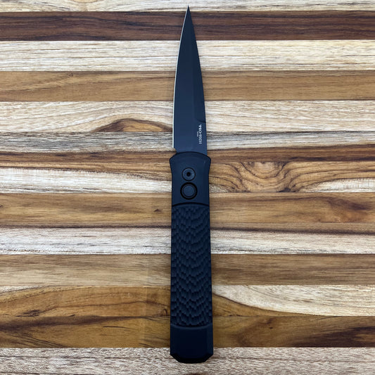 Pro-Tech Godfather SWAT 4" All Black Auto w/ Jigged Aluminum Handle