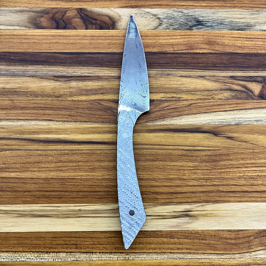 Studio Blade PFDC 4.25" Damasteel Steak Knife w/ Silver Twill Carbon Fiber