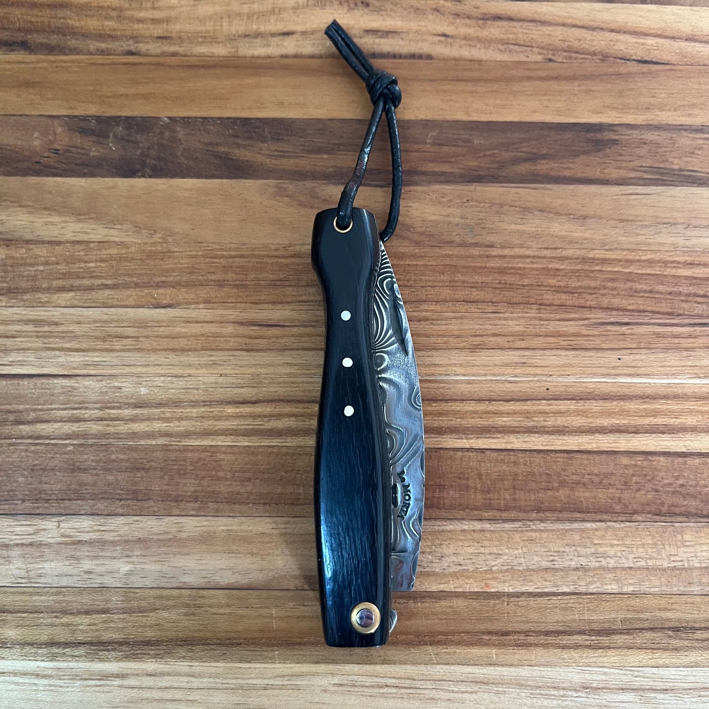 Le Morta Mini Solid 2.75" Folding Knife w/ Damascus Blade and Ivory Handle