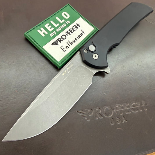 Pro-Tech Mordax 3.5" Flipping Knife w/ Acid Wash Blade & Black Aluminum Handle