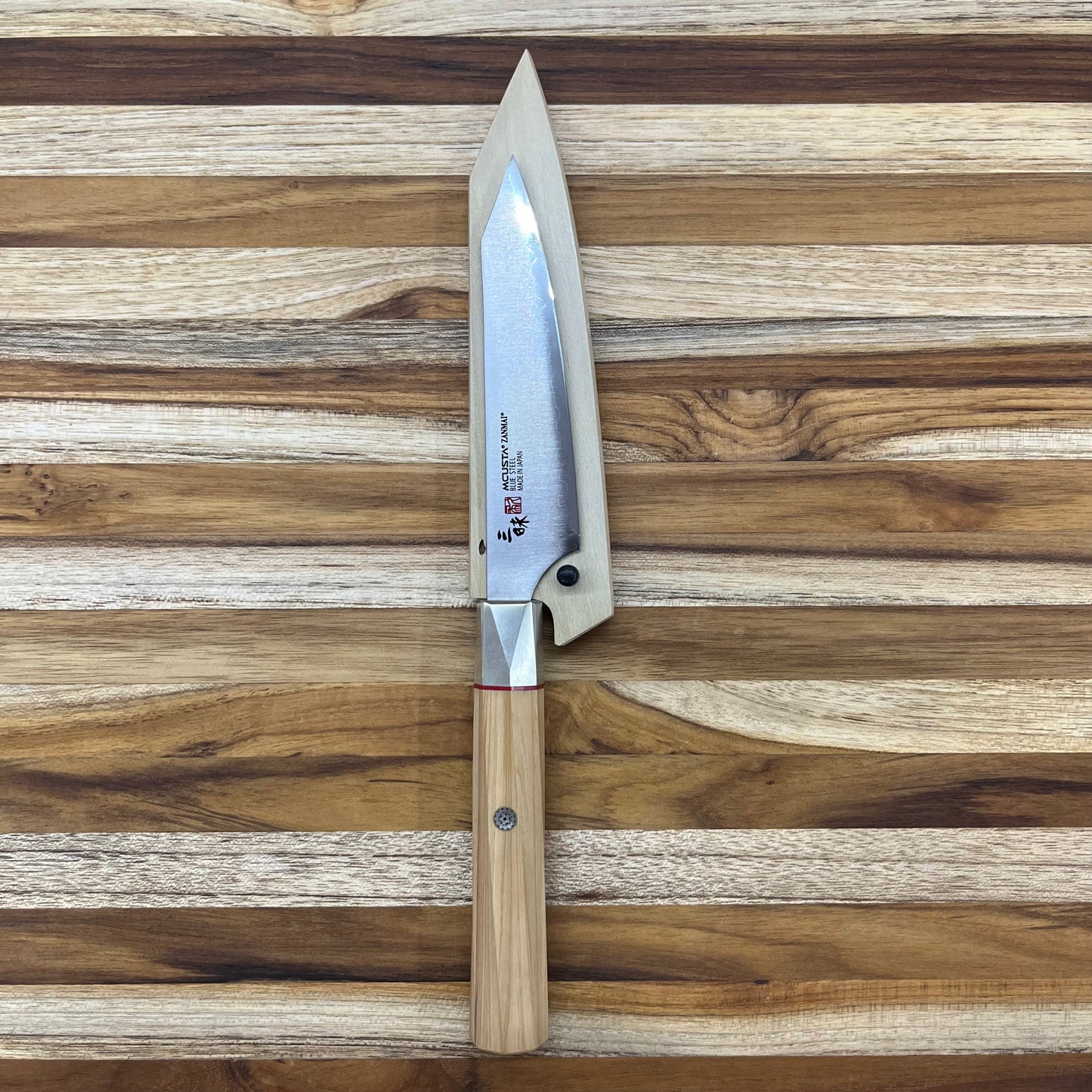 Mcusta Zanmai Beyond Blue 110mm (4.25") Natural Wood Petty Saya w/ Pin