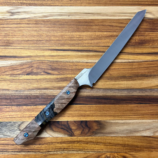 Meglio Semi-Custom 6" Satin Offset Boning Knife w/ Maple & Resin Handle