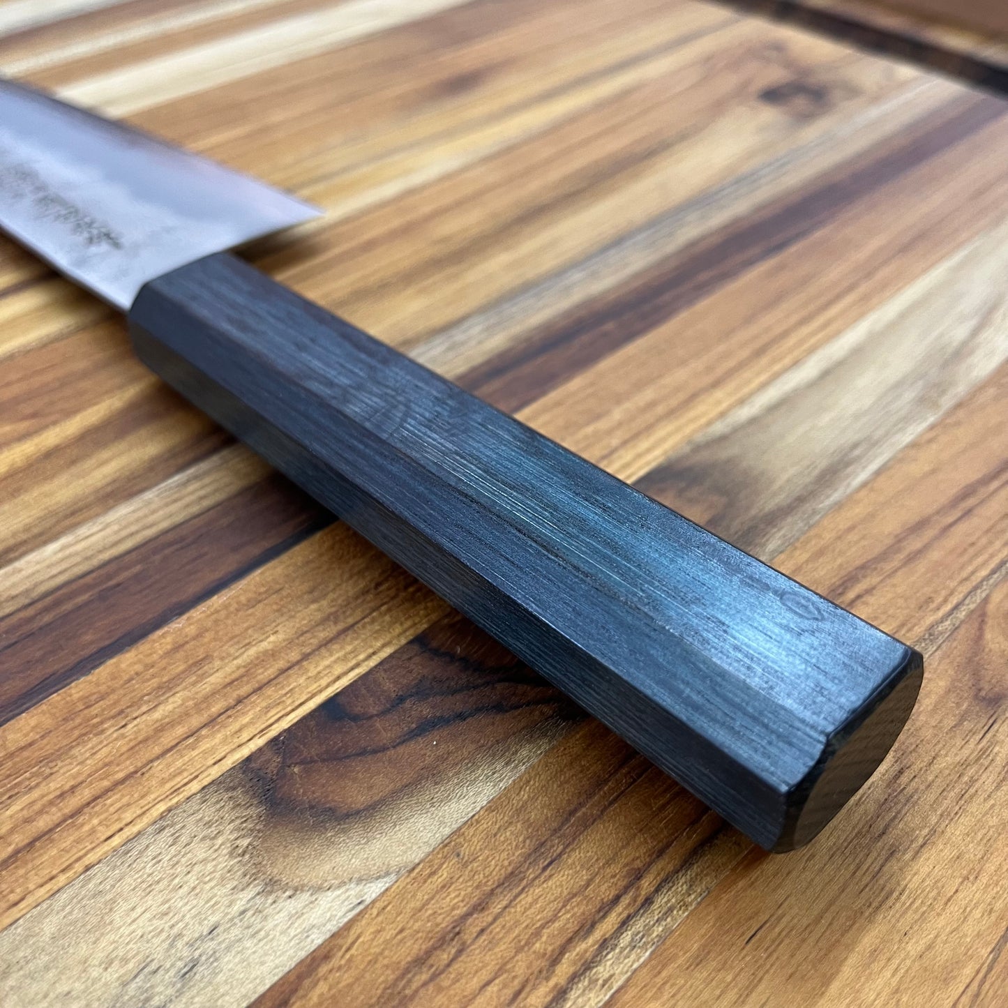 Kikuichi *LIMITED EDITION* Ginsan Nashiji 165mm (6.5") Santoku w/ Blue Lacquer Oak Handle