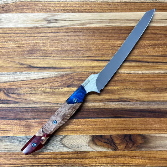 Meglio Semi-Custom 6" Satin Offset Boning Knife w/ Maple Burl Handle