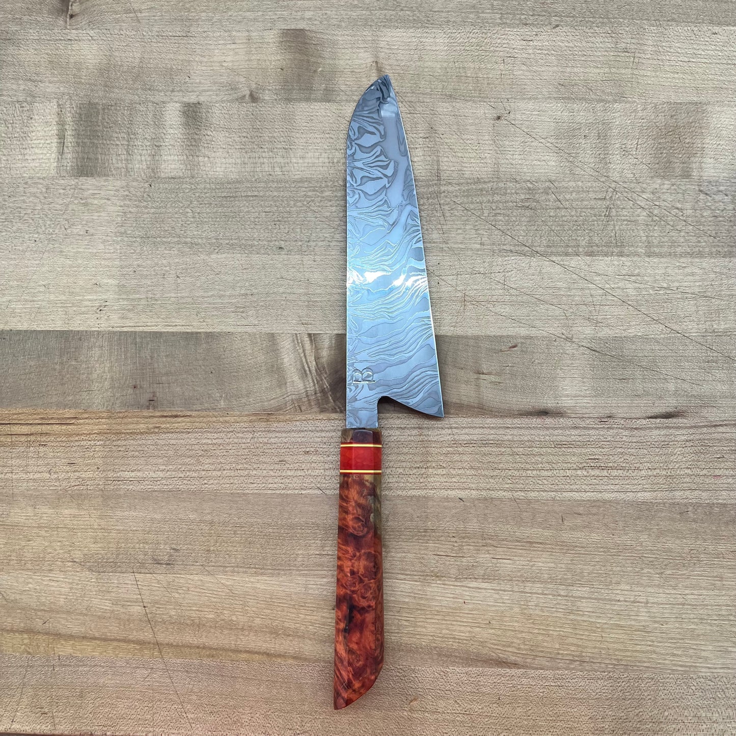 Baldwin Blades 210mm (8.25") Gyuto w/ Red & Orange Maple Burl Handle