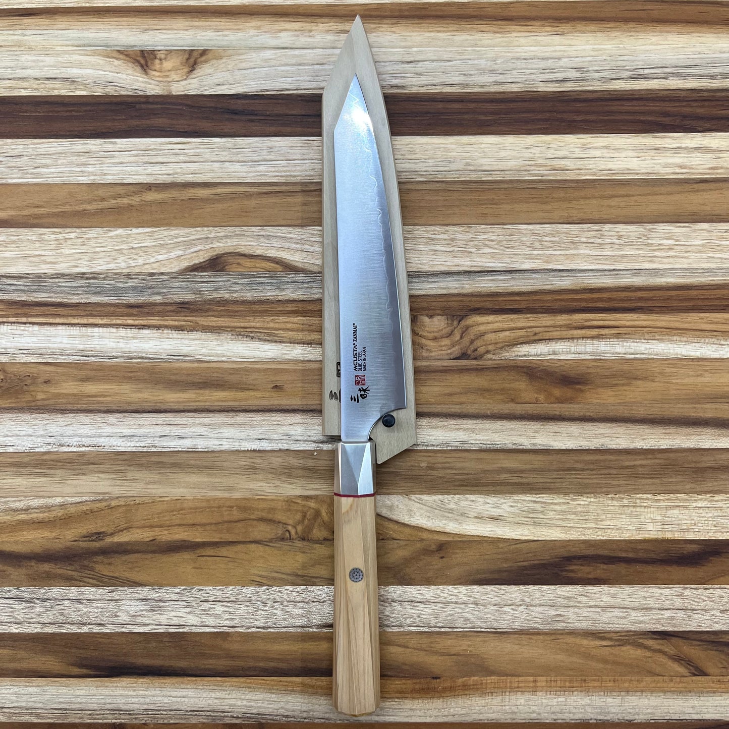 Mcusta Zanmai Beyond Blue 150mm (6") Natural Wood Petty Saya w/ Pin