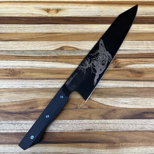 Meglio Production 10" DLC Kiritsuke 2.0 w/ Lasered Whale
