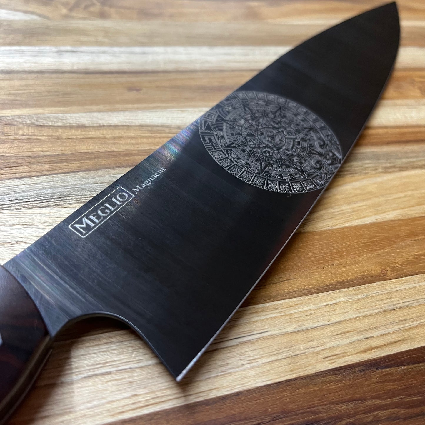 Meglio Semi-Custom 10" DLC Western Chef's Knife w/ Lasered Mayan & Ironwood Handle