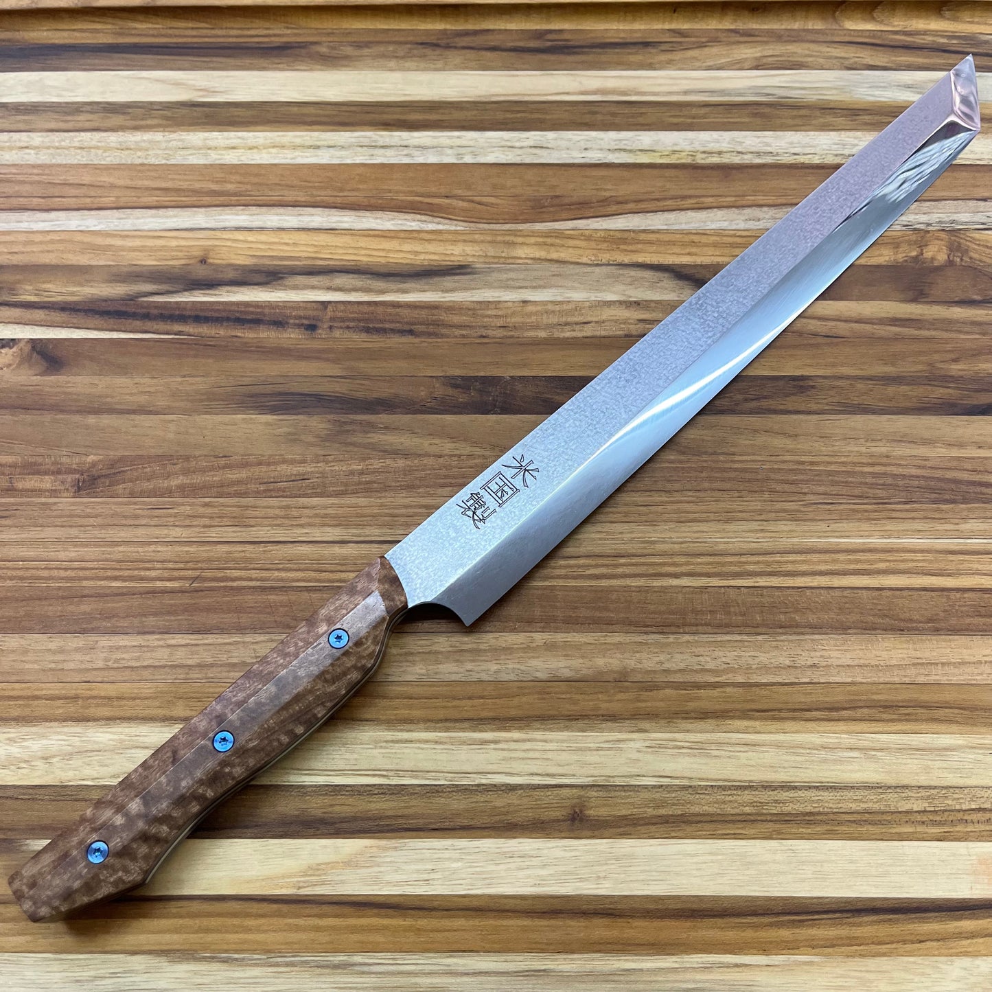 Meglio Semi-Custom 320mm (12.5") Sakimaru Yanagiba w/ Blue Gum Eucalyptus Handle