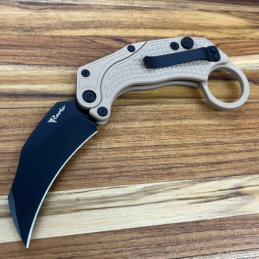 Reate EXO-K 3" PVD Tan Gravity Karambit w/ Trainer Knife